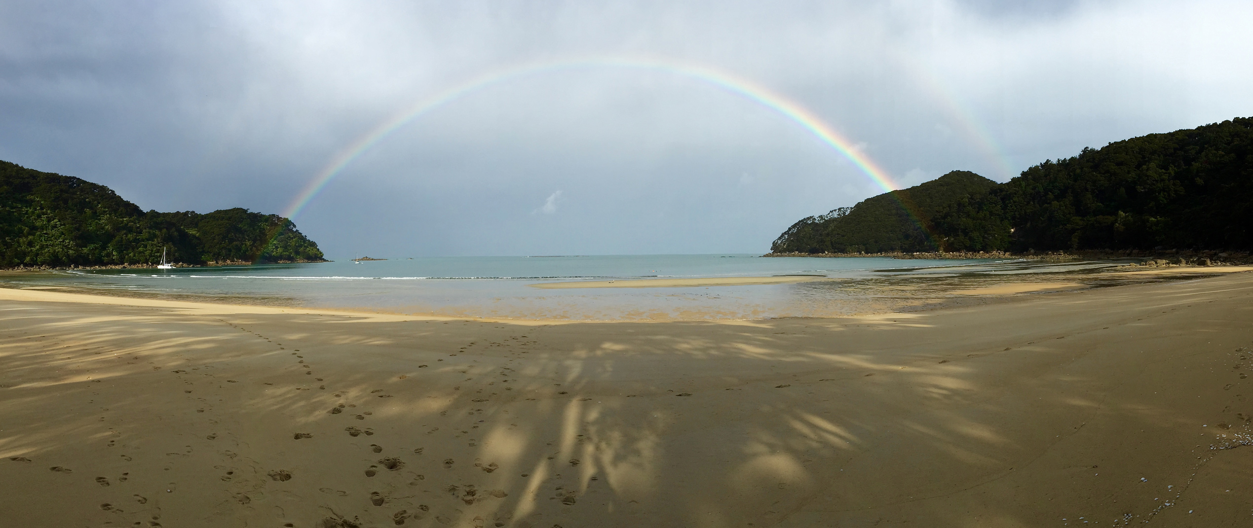 abel tasman double rainbow 
